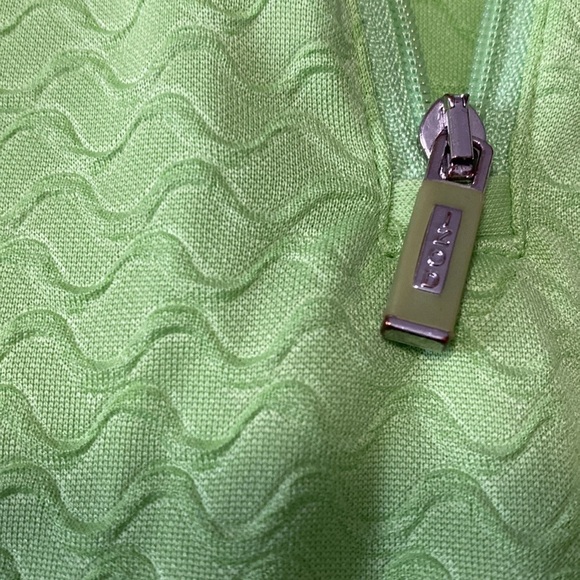 Izod Neon Green Athletic Golf Tennis Sleeveless Mock neck Top Size Large - Picture 12 of 13